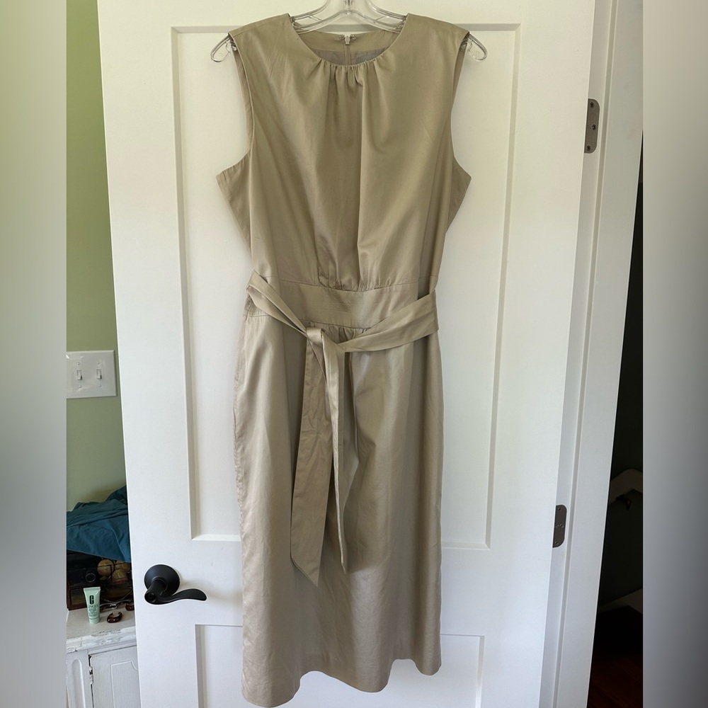 Liz Claiborne sz 12 sleeveless cotton sheath dress removable tie sash waist